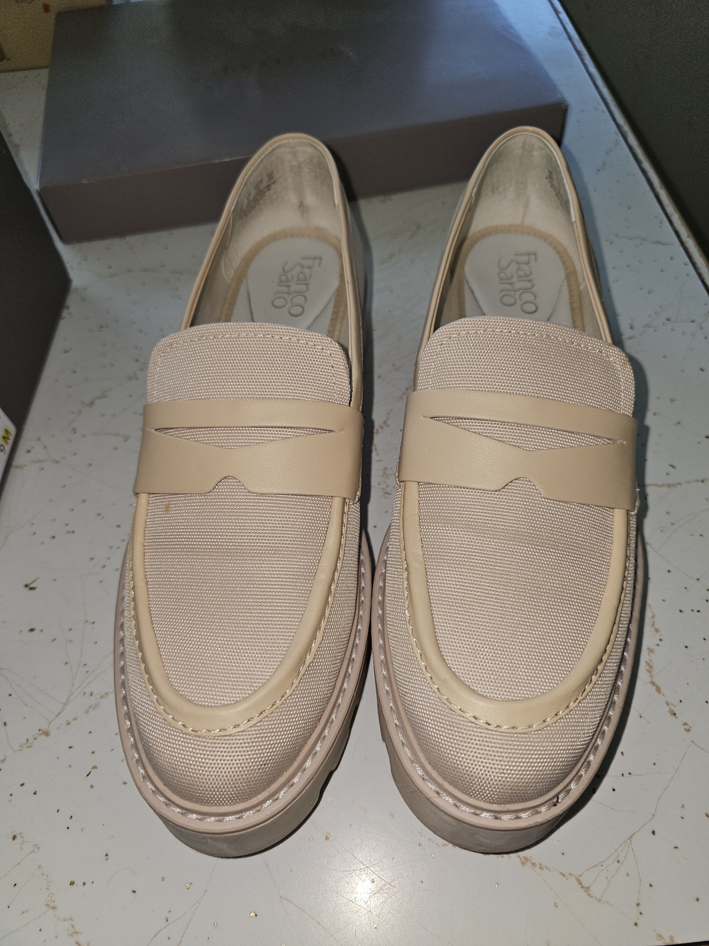 Franco Sarto Women's Beige Penny Loafers